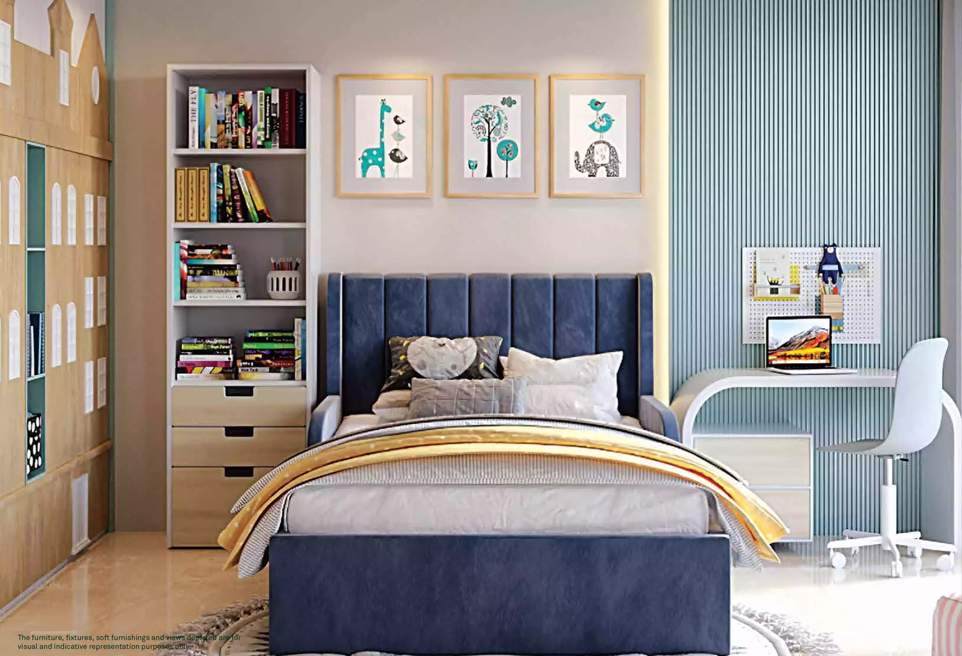 Riverdale Grand Kharadi - children's bedroom interior with study desk, artistic impression